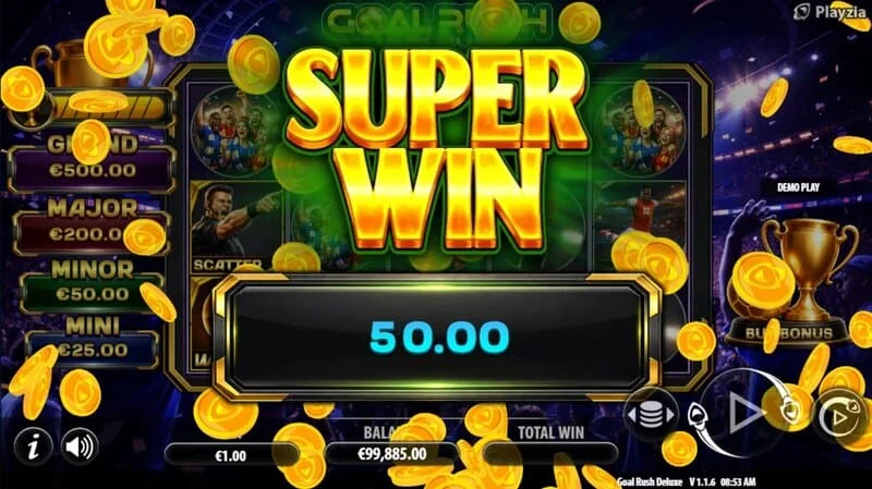 Goal Rush Deluxe - super vincita finale con il Grand Jackpot